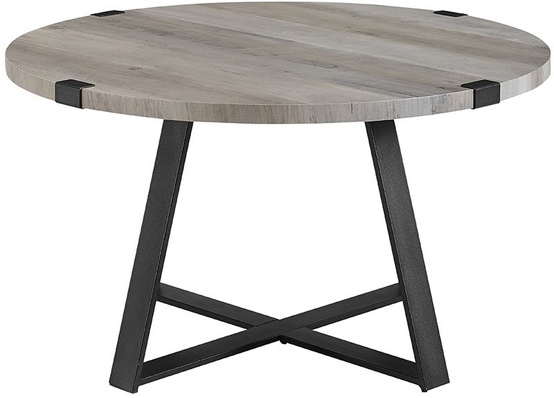 AF30MWCTGW Rustic Round Coffee Table - Grey Wash/Black-4