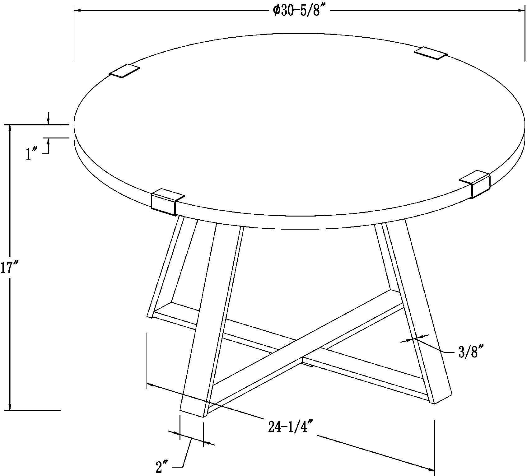 AF30MWCTGW Rustic Round Coffee Table - Grey Wash/Black-5