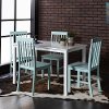 TW485PCSG Modern White and Green 5 Piece Dining Set