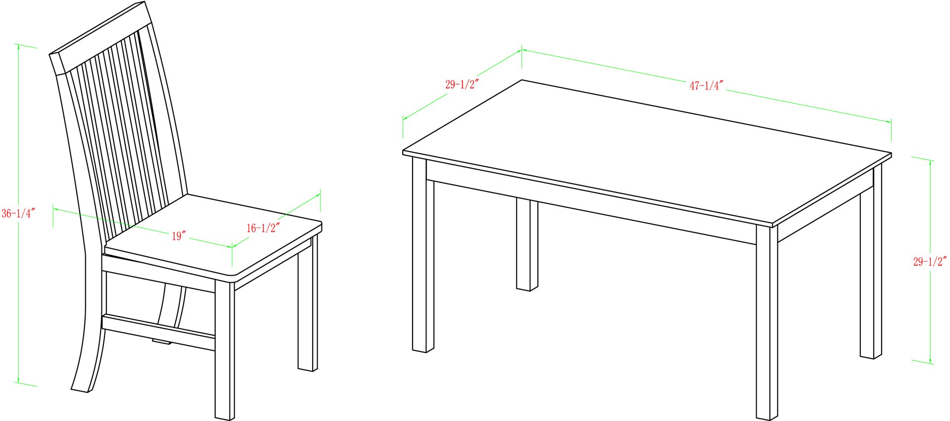 TW485PCSG Modern White and Green 5 Piece Dining Set-5