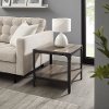 Rustic Wood End Side Table, Set of 2 - Grey Wash