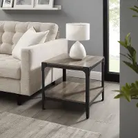 C20AISTGW Rustic Wood End Side Table, Set of 2 - Grey Wash