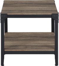 Rustic Wood End Side Table, Set of 2 - Grey Wash-3