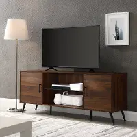 W60NOR2DDW 60 Inch Mid Century Modern TV Stand - Dark Walnut