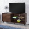 52 Inch Mid Century Modern Wood TV Stand - Dark Walnut
