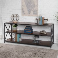 BS60XMWDW Dark Walnut Industrial Sofa Table
