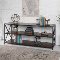 BS60XMWDW Dark Walnut Industrial Sofa Table