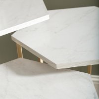 Faux White Marble and Gold Modern Wood Nesting Tables - Set of 3-2