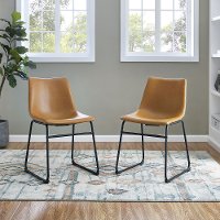 CHL18WB Industrial Light Brown Faux Leather Dining Room Chair (Set of 2)-1