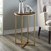 Round Side Table - Dark Walnut/Gold