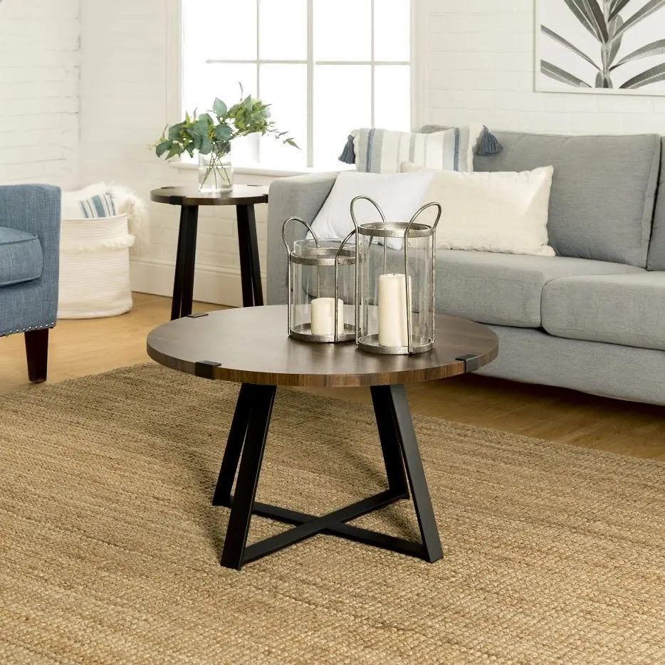 AF30MWCTRO Metal Wrap Coffee Table - Rustic Oak-1