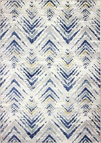B127-IVBL-4X6-BH104 4 x 6 Small Transitional Levi Ivory, Gray, and Blue Rug - Barcelona