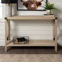 46 Inch Rustic Farmhouse Entryway Table - White Oak