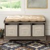 42 Inch Gray Wash Modern Farmhouse Entryway Storage Bench