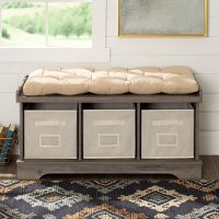 42 Inch Gray Wash Modern Farmhouse Entryway Storage Bench