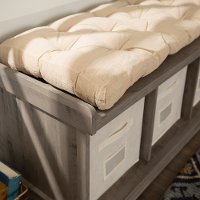 42 Inch Gray Wash Modern Farmhouse Entryway Storage Bench-2