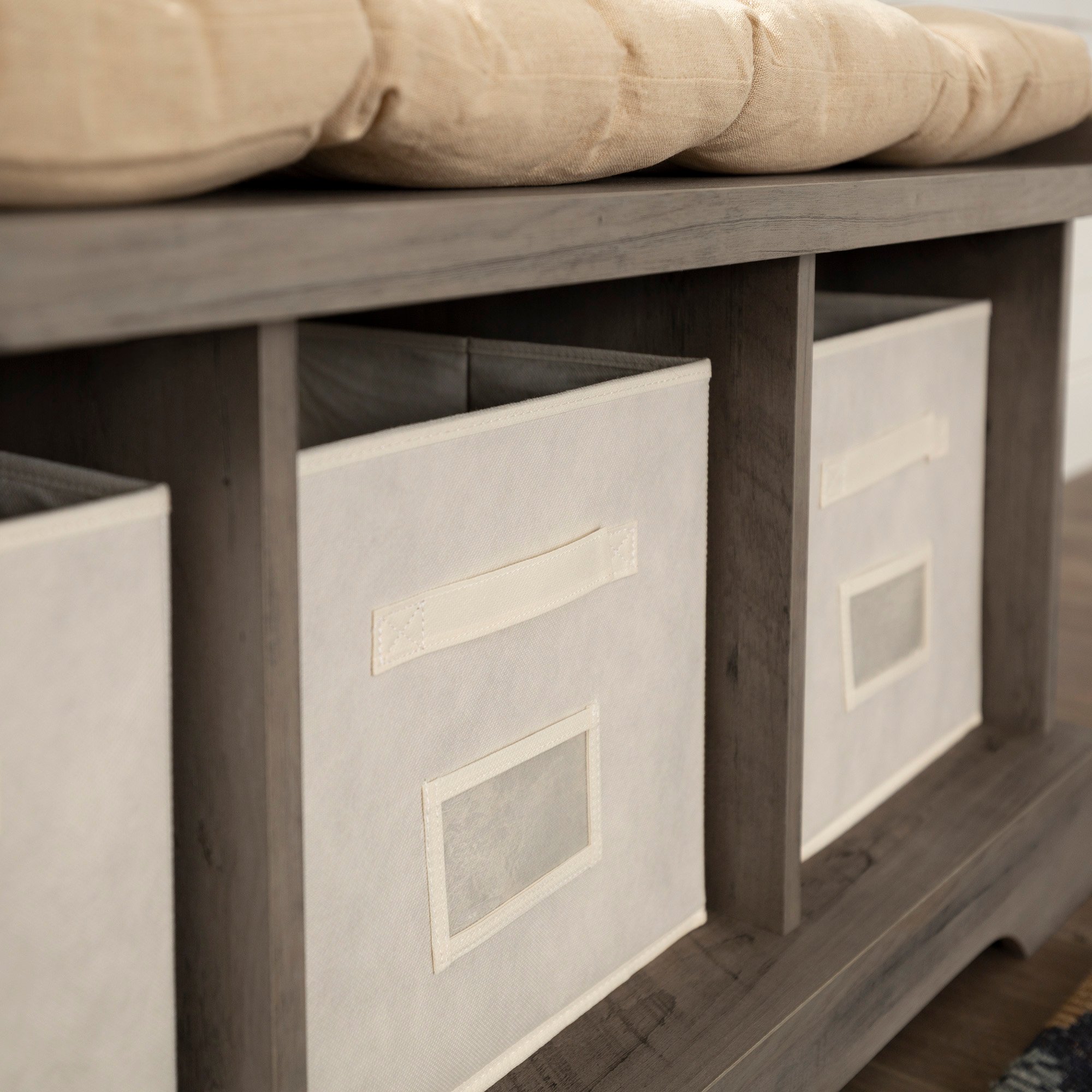 B42STCGW 42 Inch Gray Wash Modern Farmhouse Entryway Storage Bench-3