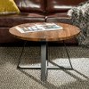 Rustic Round Coffee Table - Dark Walnut/Black