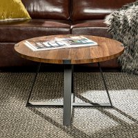 AF30MWCTDW Rustic Round Coffee Table - Dark Walnut/Black-1