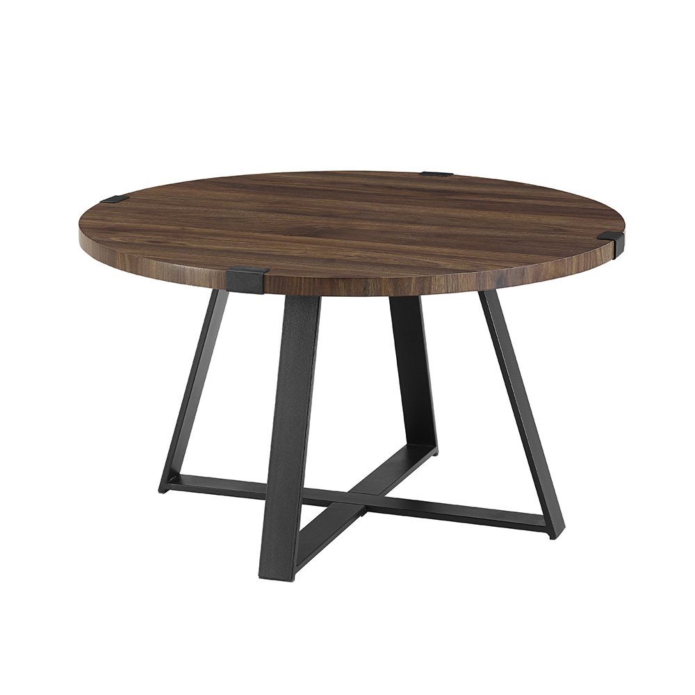 AF30MWCTDW Rustic Round Coffee Table - Dark Walnut/Black-4