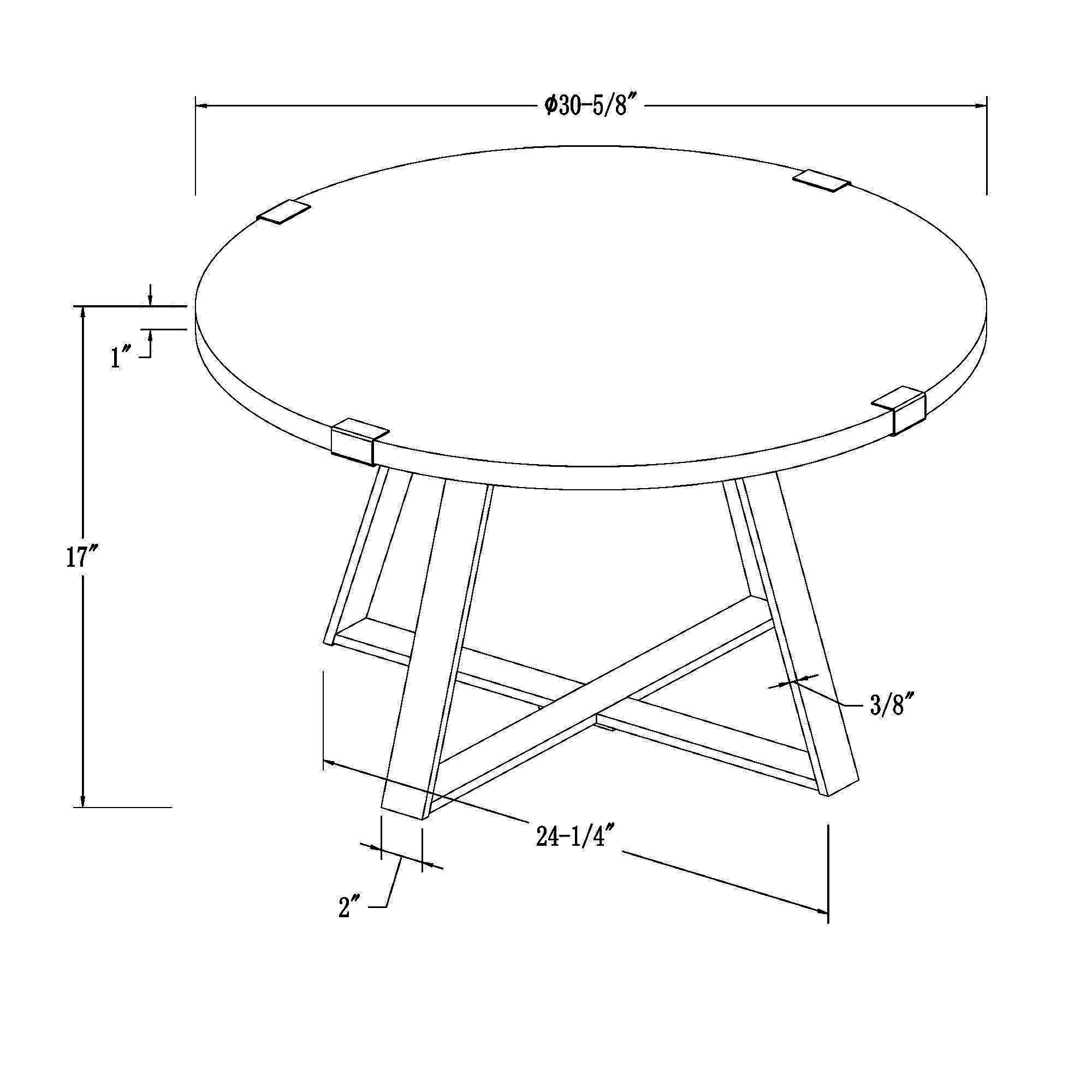 AF30MWCTDW Rustic Round Coffee Table - Dark Walnut/Black-5