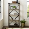 Farmhouse Metal 64 Inch Bookcase - Gray Wash