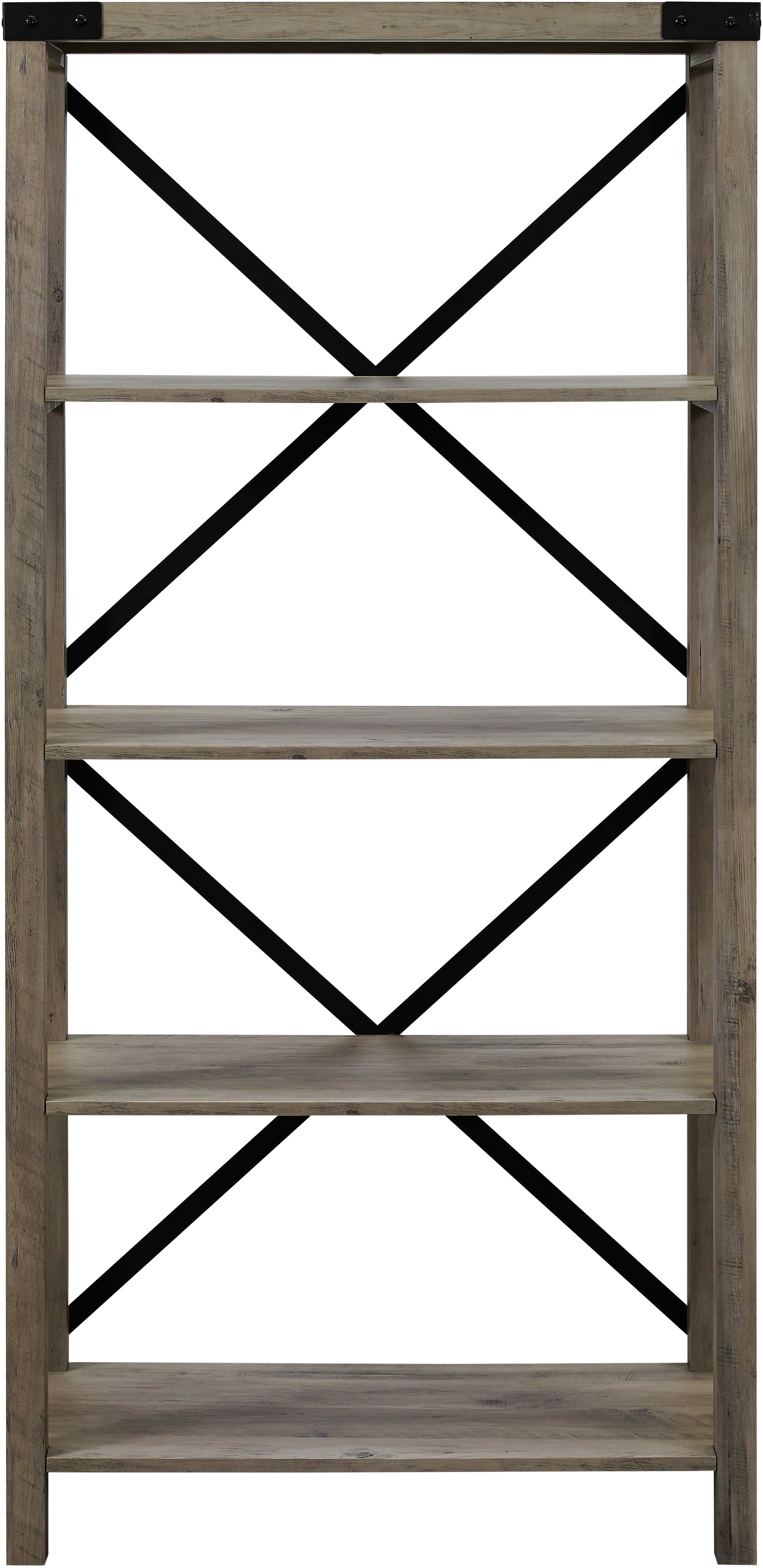 BS64MXGW Farmhouse Metal 64 Inch Bookcase - Gray Wash-2