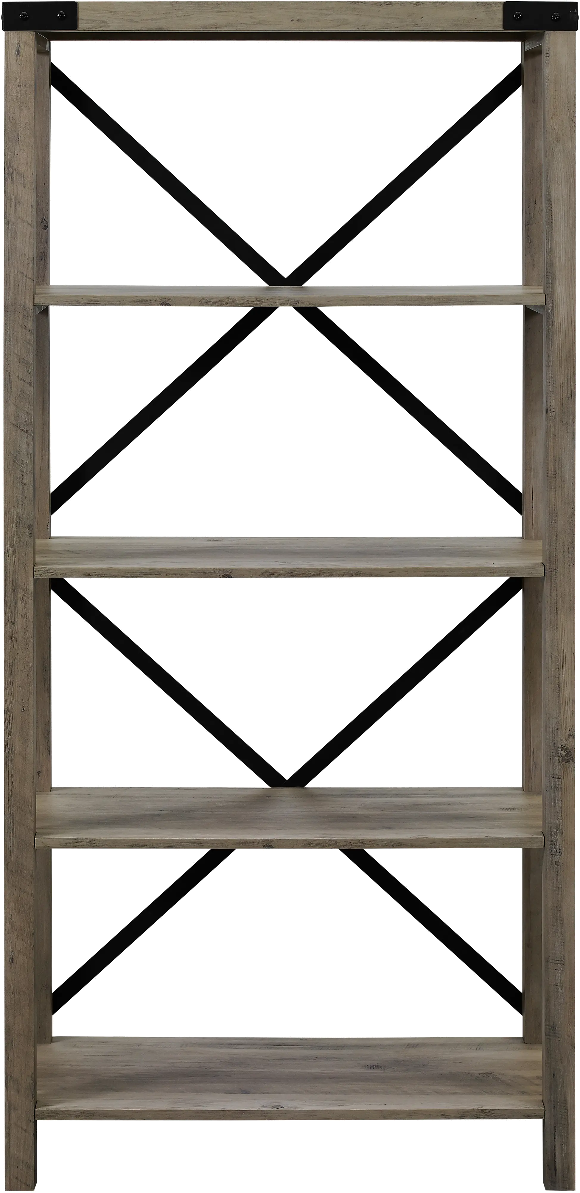 BS64MXGW Farmhouse Metal 64 Inch Bookcase - Gray Wash-2