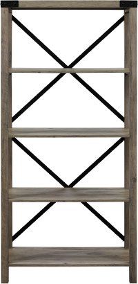 Farmhouse Metal 64 Inch Bookcase - Gray Wash-2