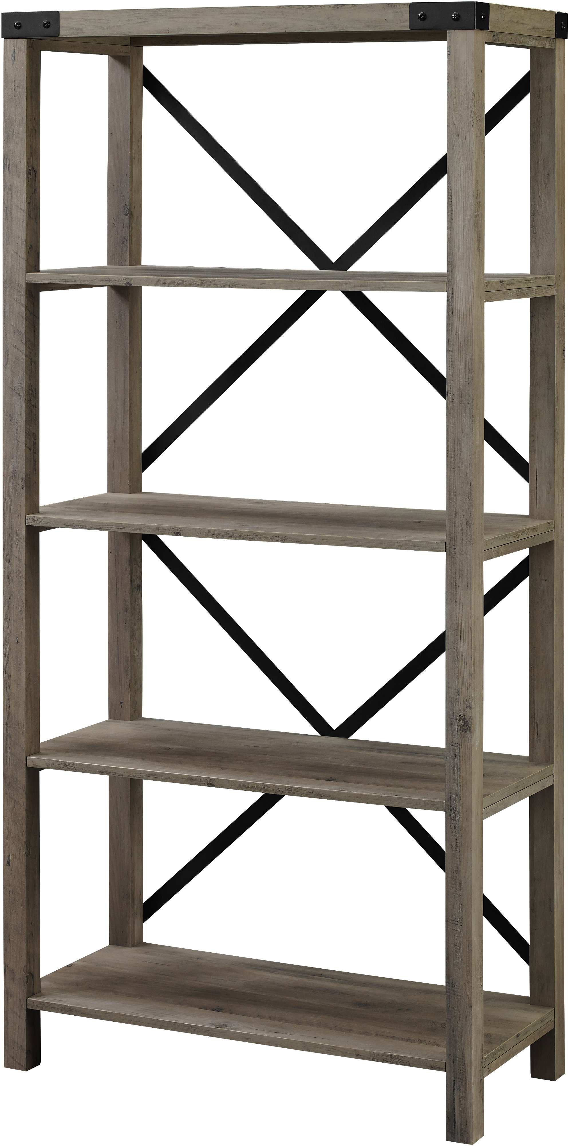 BS64MXGW Farmhouse Metal 64 Inch Bookcase - Gray Wash-3