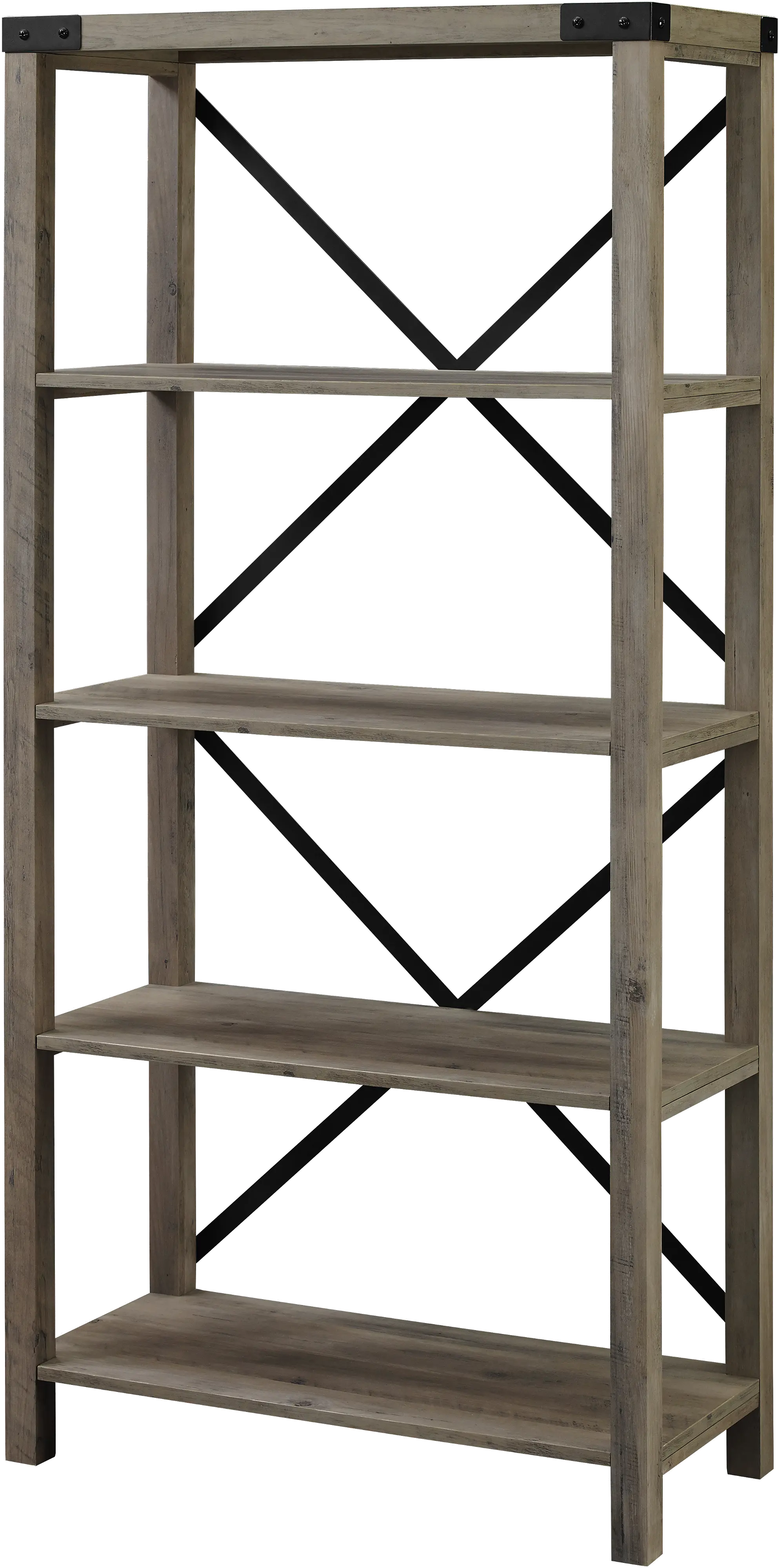 BS64MXGW Farmhouse Metal 64 Inch Bookcase - Gray Wash-3