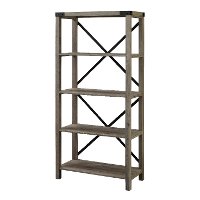 Farmhouse Metal 64 Inch Bookcase - Gray Wash-3