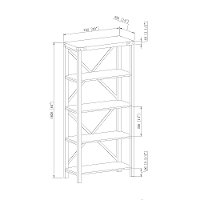 Farmhouse Metal 64 Inch Bookcase - Gray Wash-5