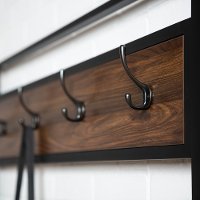 40 Inch Rustic Dark Walnut Wood Hall Tree-2