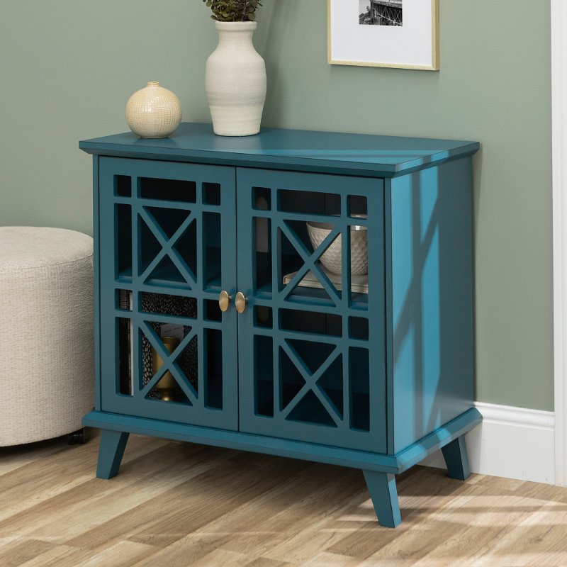 32 Inch Blue Accent Storage Cabinet Rc Willey Furniture Store