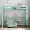 BTSQTOLMT Contemporary Mint Green Premium Deluxe Twin Metal Loft Bed - Walker Edison