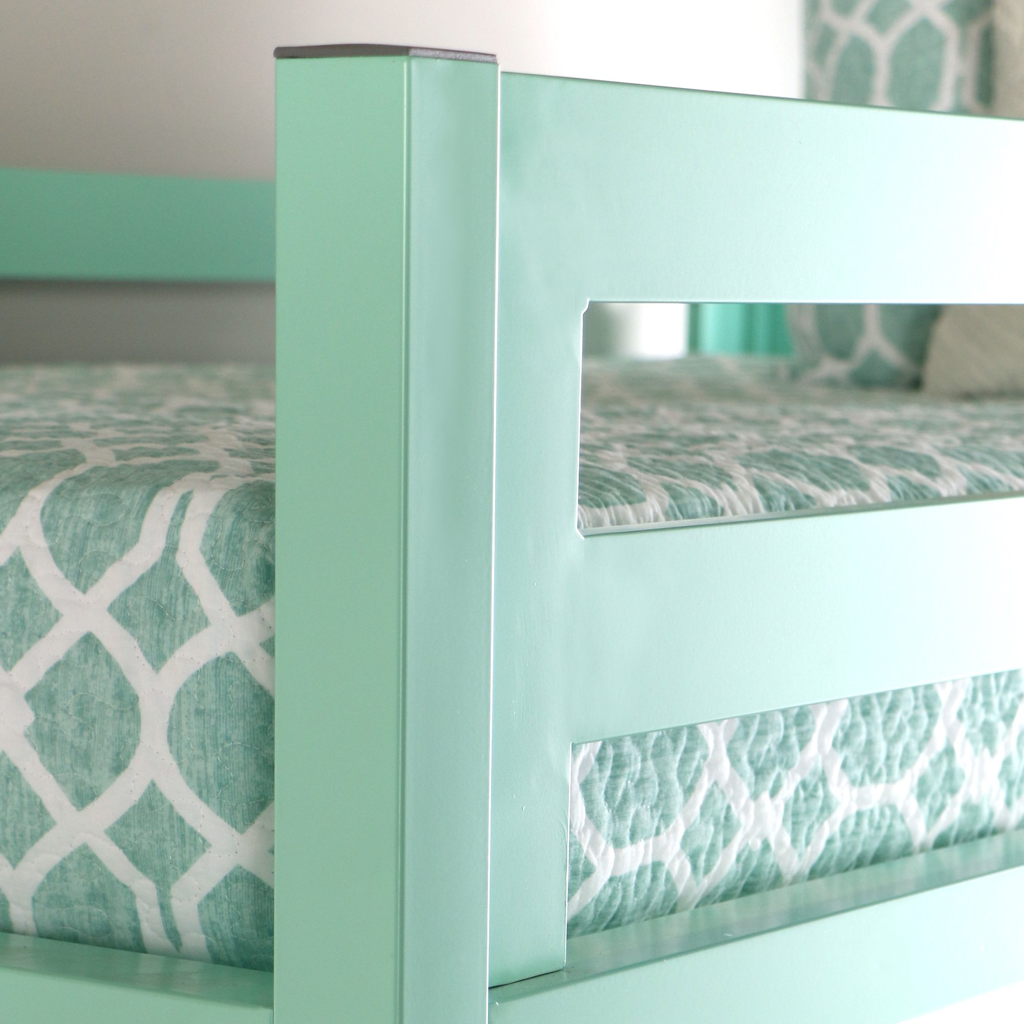 BTSQTOLMT Contemporary Mint Green Premium Deluxe Twin Metal Loft Bed-2