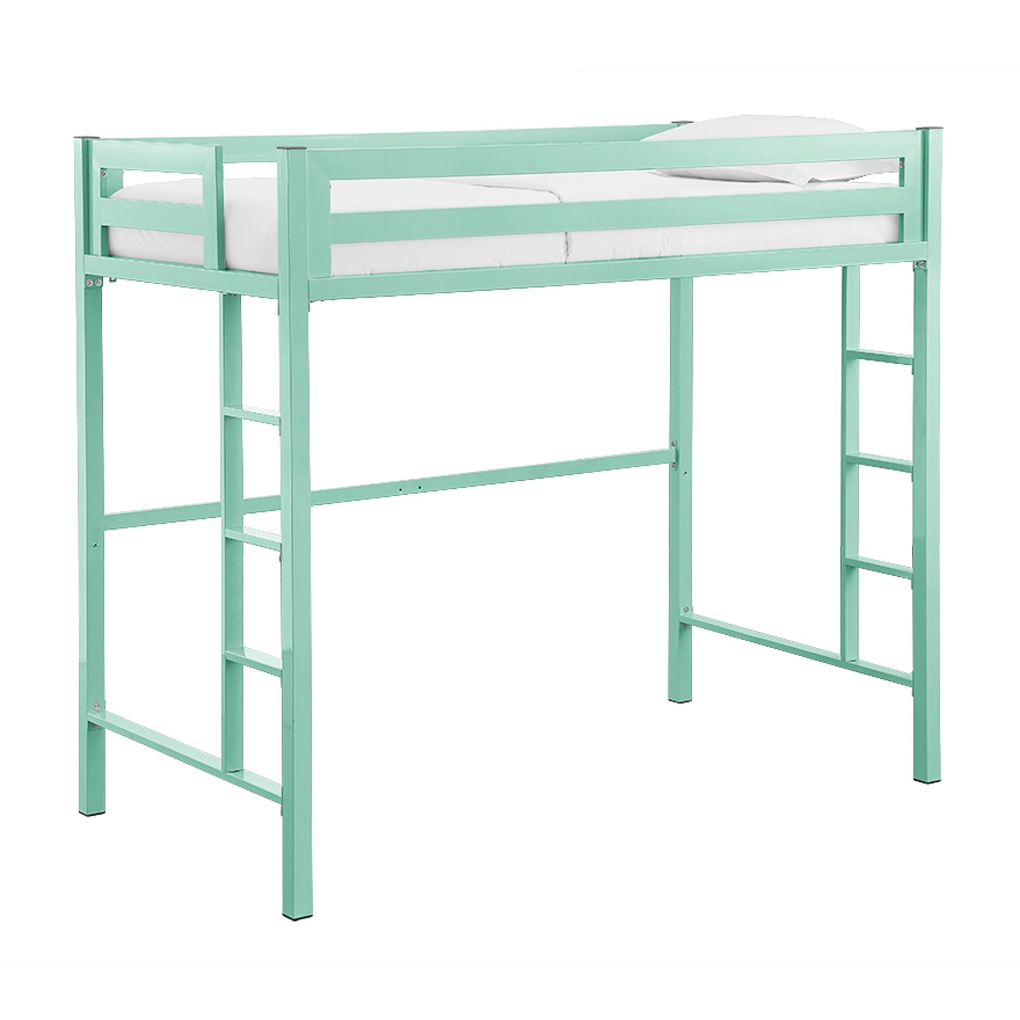 BTSQTOLMT Contemporary Mint Green Premium Deluxe Twin Metal Loft Bed-3