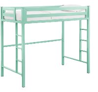 Contemporary Mint Green Premium Deluxe Twin Metal Loft Bed-3