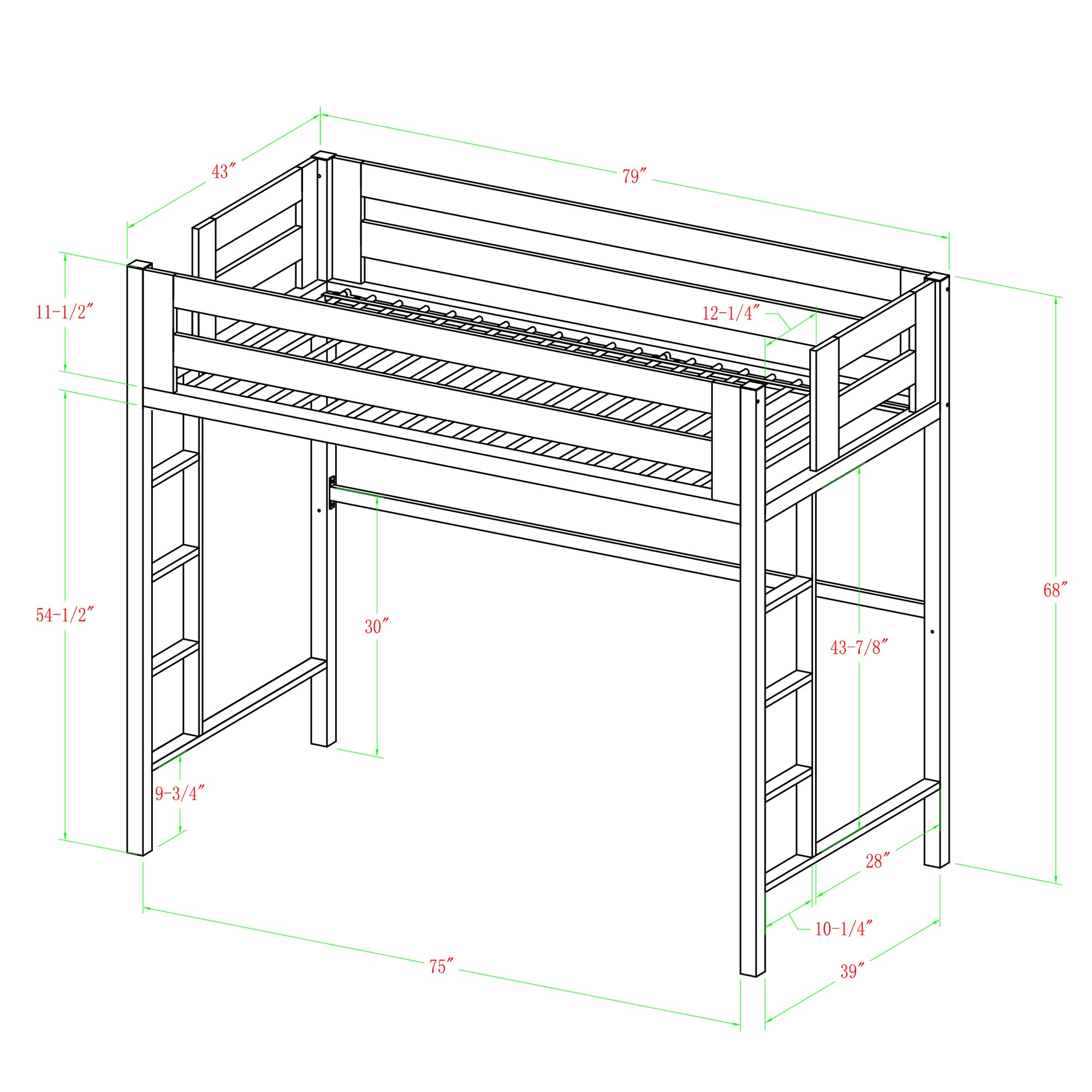 BTSQTOLMT Contemporary Mint Green Premium Deluxe Twin Metal Loft Bed-5