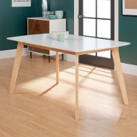 Mid Century White and Natural Dining Room Table