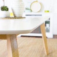 Mid Century White and Natural Dining Room Table-2