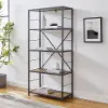 BS60RMWRO 63 Inch Rustic Industrial Oak Bookcase - Walker Edison