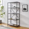 BS60RMWRO 63 Inch Rustic Industrial Oak Bookcase - Walker Edison
