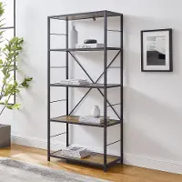 BS60RMWRO 63 Inch Rustic Industrial Oak Bookcase