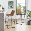 CHL30WB Industrial Light Brown Faux Leather Bar Stools, Set of 2 - Walker Edison