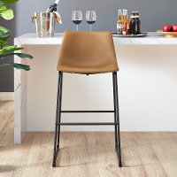 Industrial Light Brown Faux Leather Bar Stools (Set of 2)-2