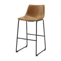 Industrial Light Brown Faux Leather Bar Stools (Set of 2)-3