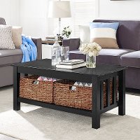 C40MSTBL Rustic Wood Coffee Table - Black