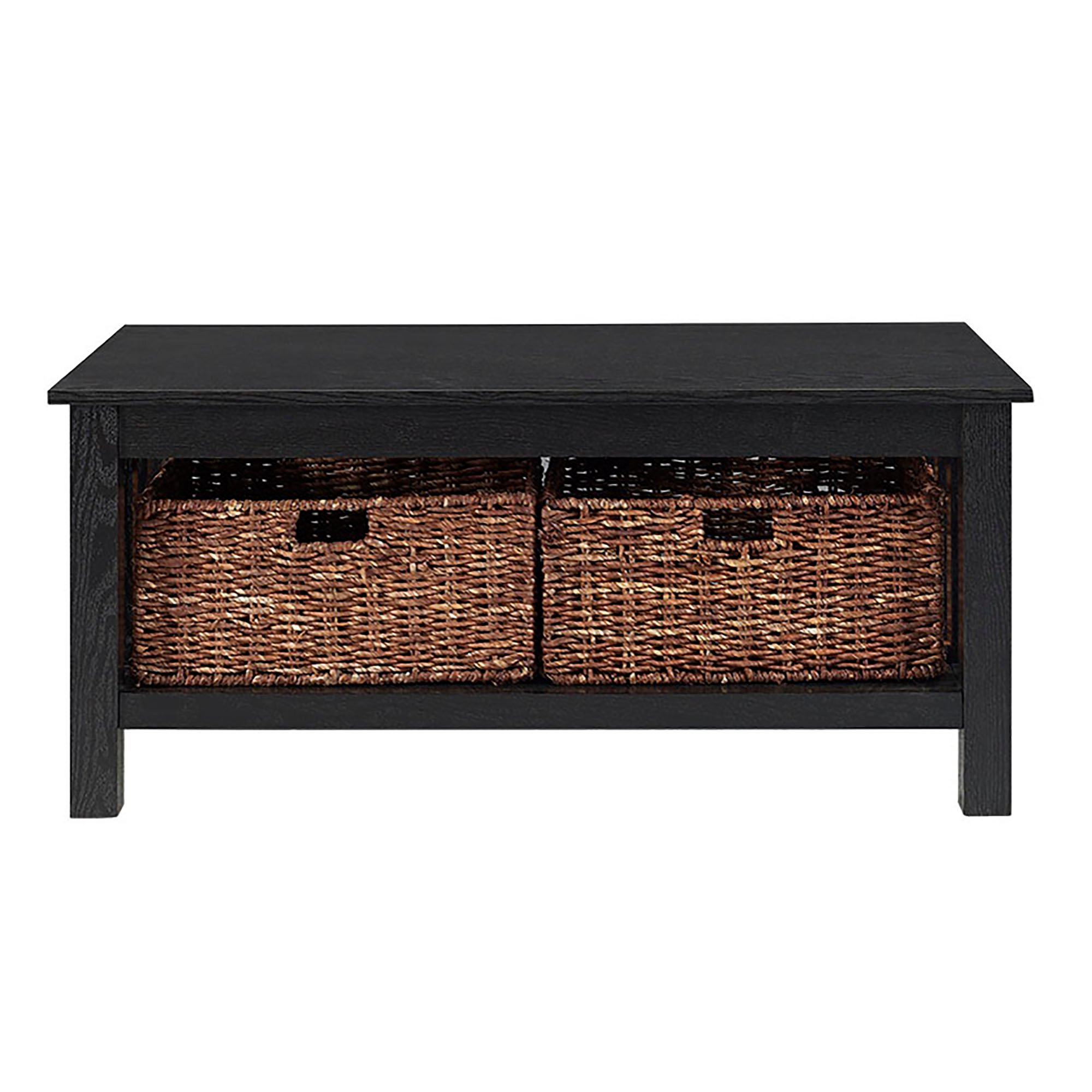 C40MSTBL Rustic Wood Coffee Table - Black-2